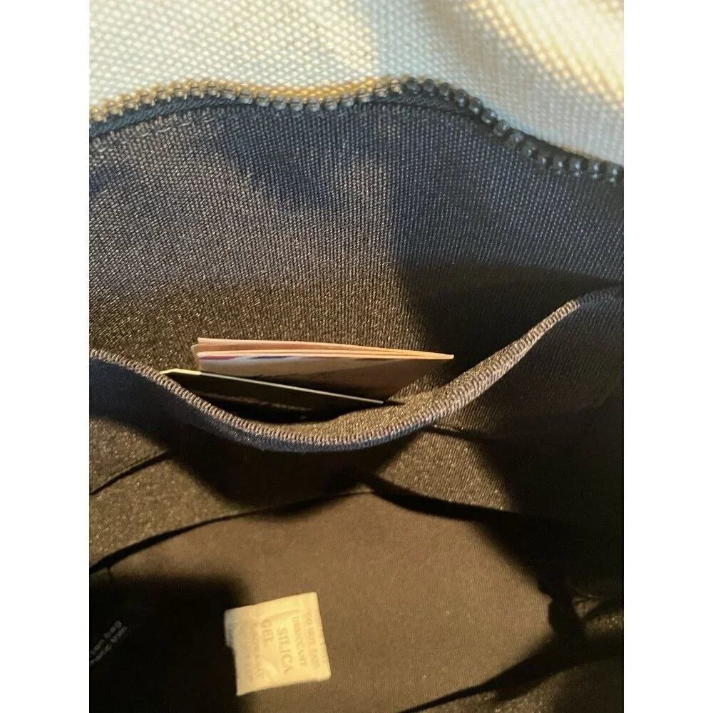 NWT Cannes Canvas Tote By Karl Lagerfeld, Beige/Black Zip Top, Cotton MSRP $98